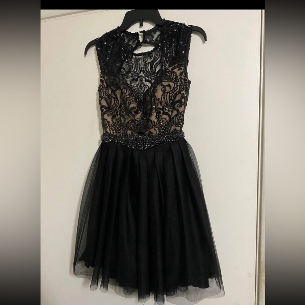 Macy's Black and Cream Backless Dress
